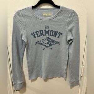 American Eagle Outfitters Ski Vermont Blue Henley Thermal Long Sleeve Size Small